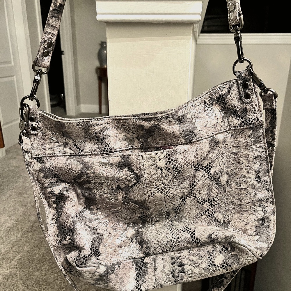 Hobo snake skin floral bag